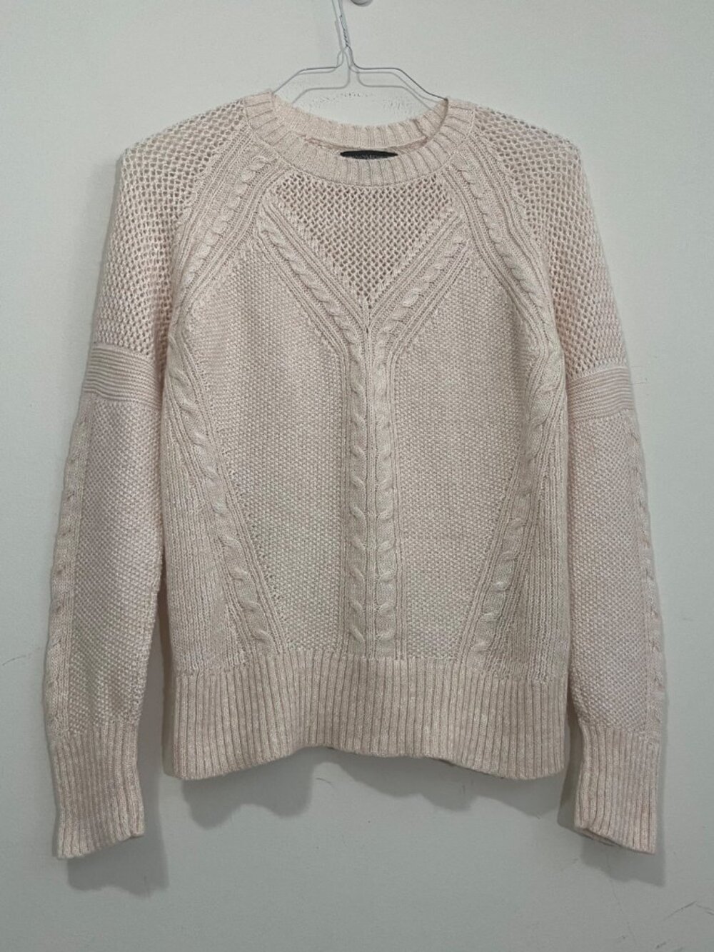 Banana Republic Pink Cable Knit Sweater Sz S Wool Mohair Quiet Luxury Minimalist